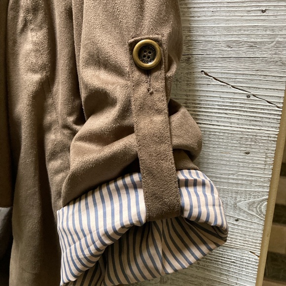 Black Rivet | Faux Suede Waterfall Jacket - M, Tan/Striped - Picture 3 of 10